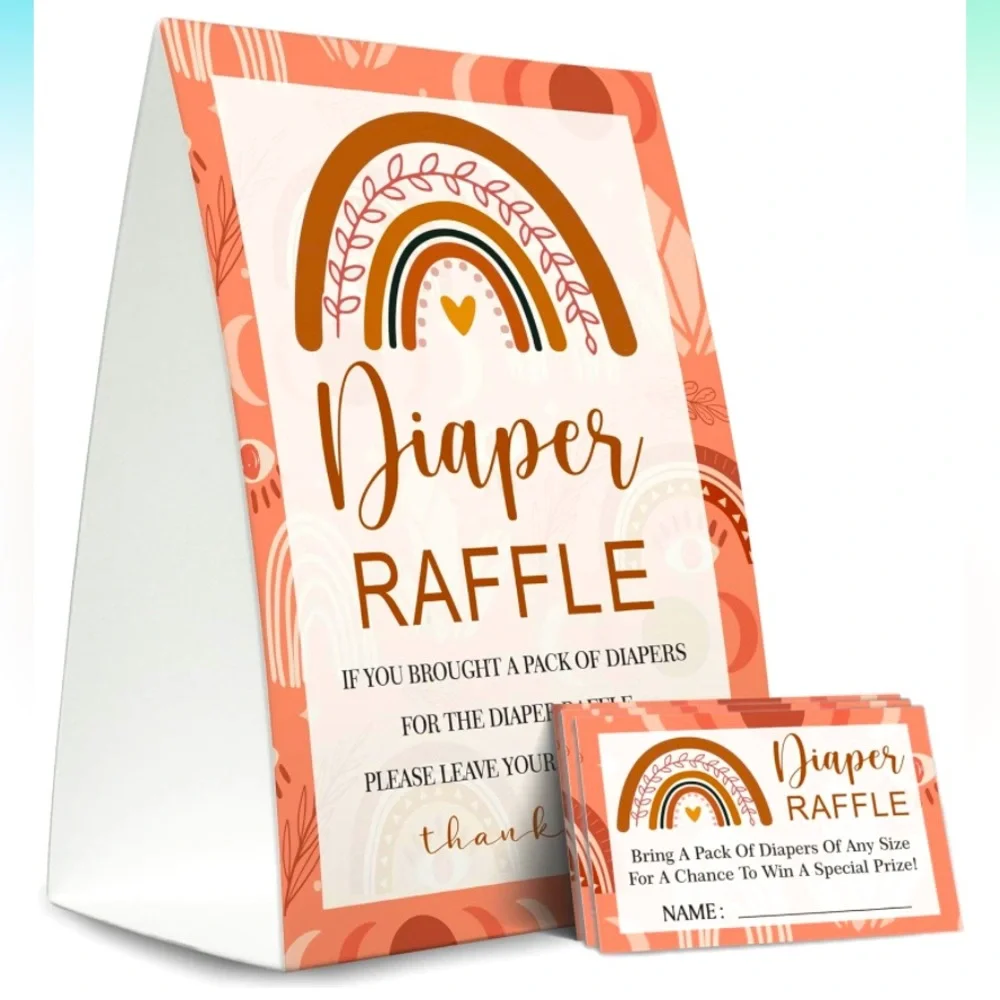 Baby Shower Diaper Raffle Sign And Card 50 Cards